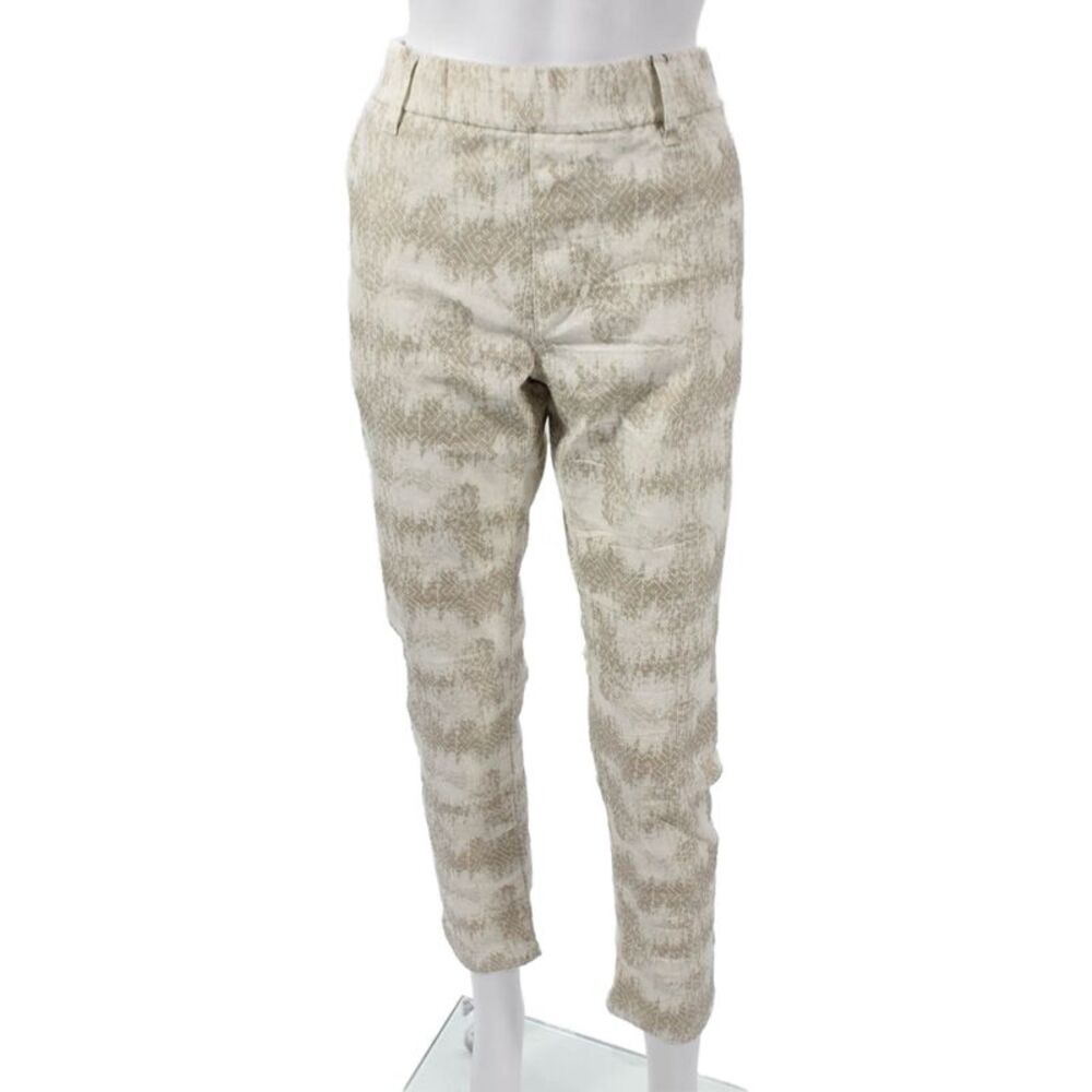 Flog Womens Ankle Pants Beige Geometric Cotton Size 30